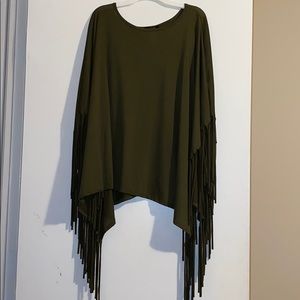 Green fringes blouse